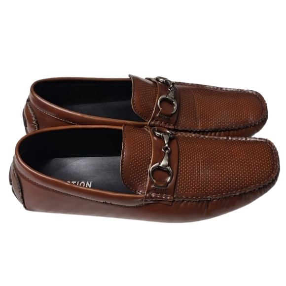 Kenneth Cole Reaction Brown Faux Leather Sound Driver Men's Loafers. 10MED - Picture 2 of 8